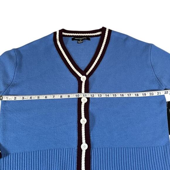 NWT French Connection Preppy Blue, White, Maroon Cardigan Medium Button Down 90s - Picture 10 of 10